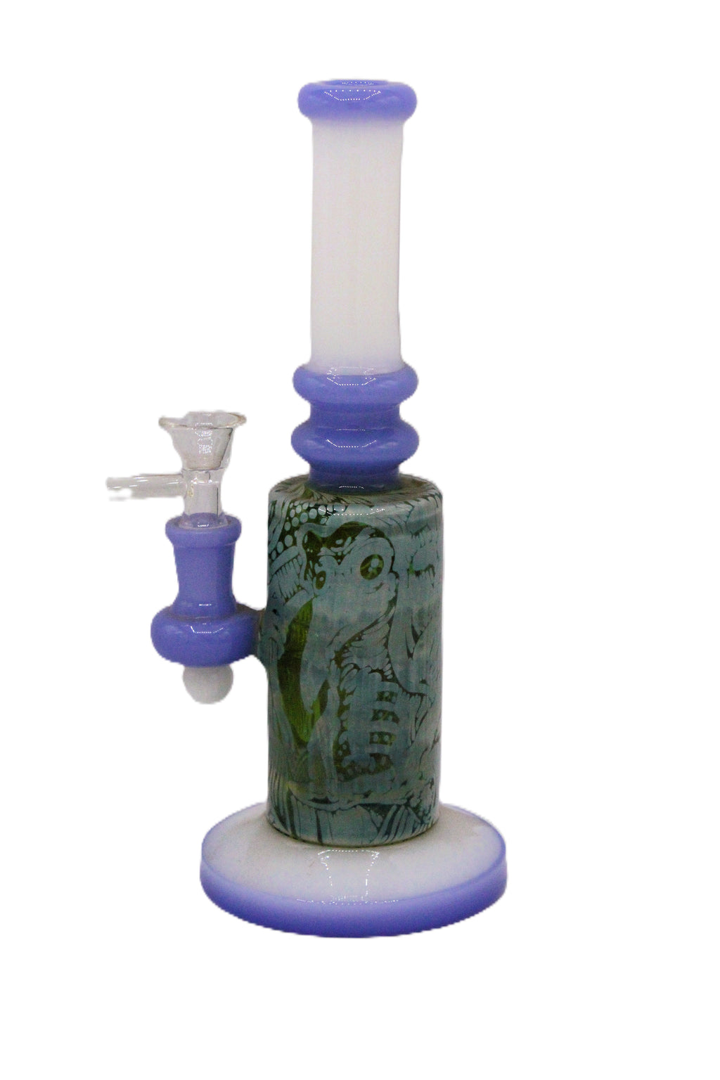 GB651 Glass Water Pipe – Purple Accent Patterned Design