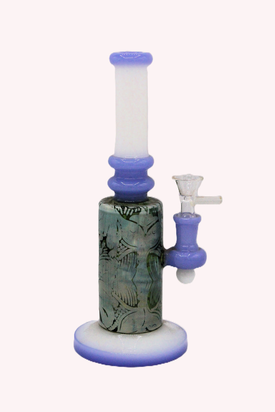 GB651 Glass Water Pipe – Purple Accent Patterned Design