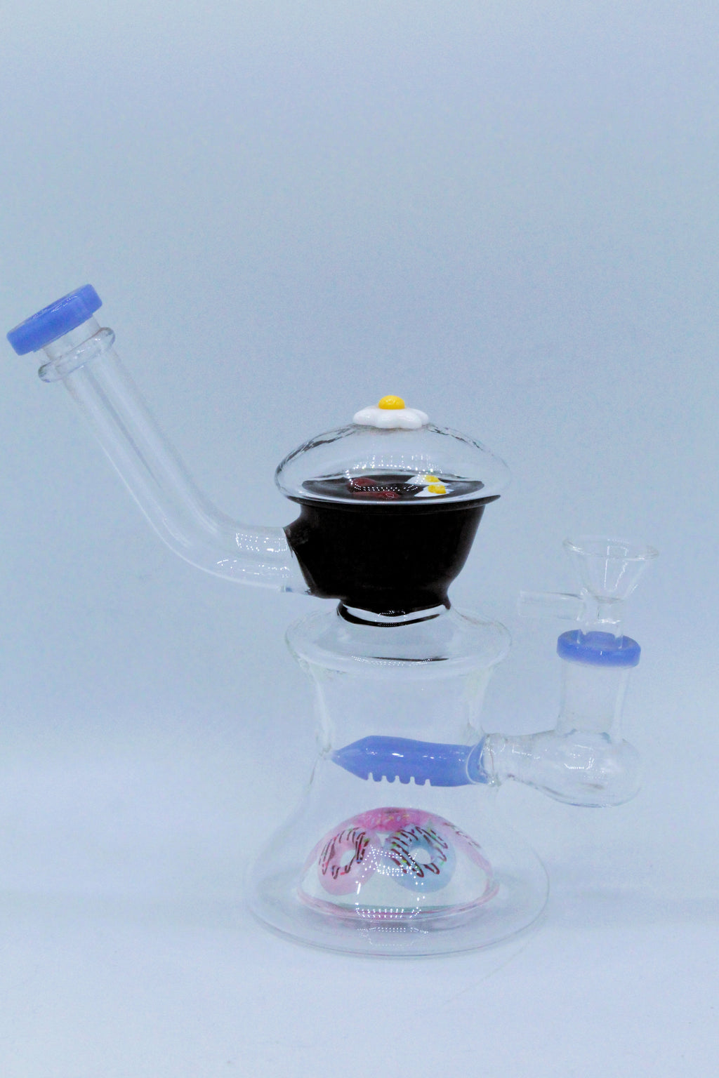 GB135 Glass Water Pipe – Blue & Pink Decorative Design
