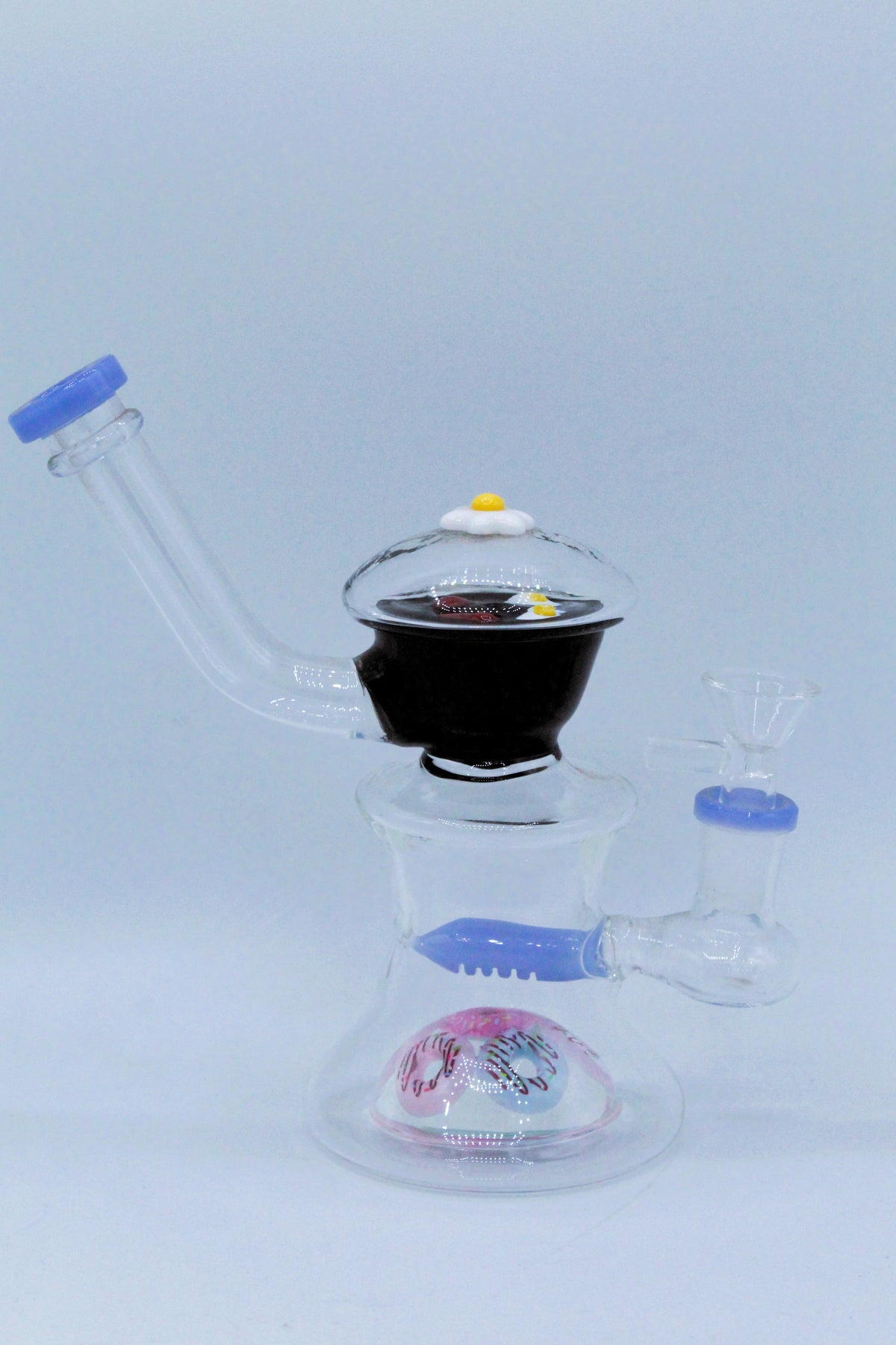 GB135 Glass Water Pipe – Blue & Pink Decorative Design