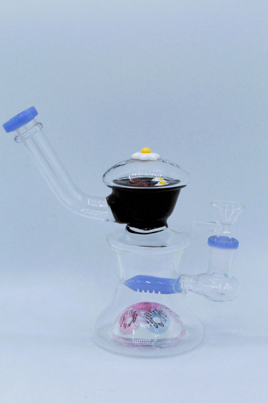 GB135 Glass Water Pipe – Blue & Pink Decorative Design