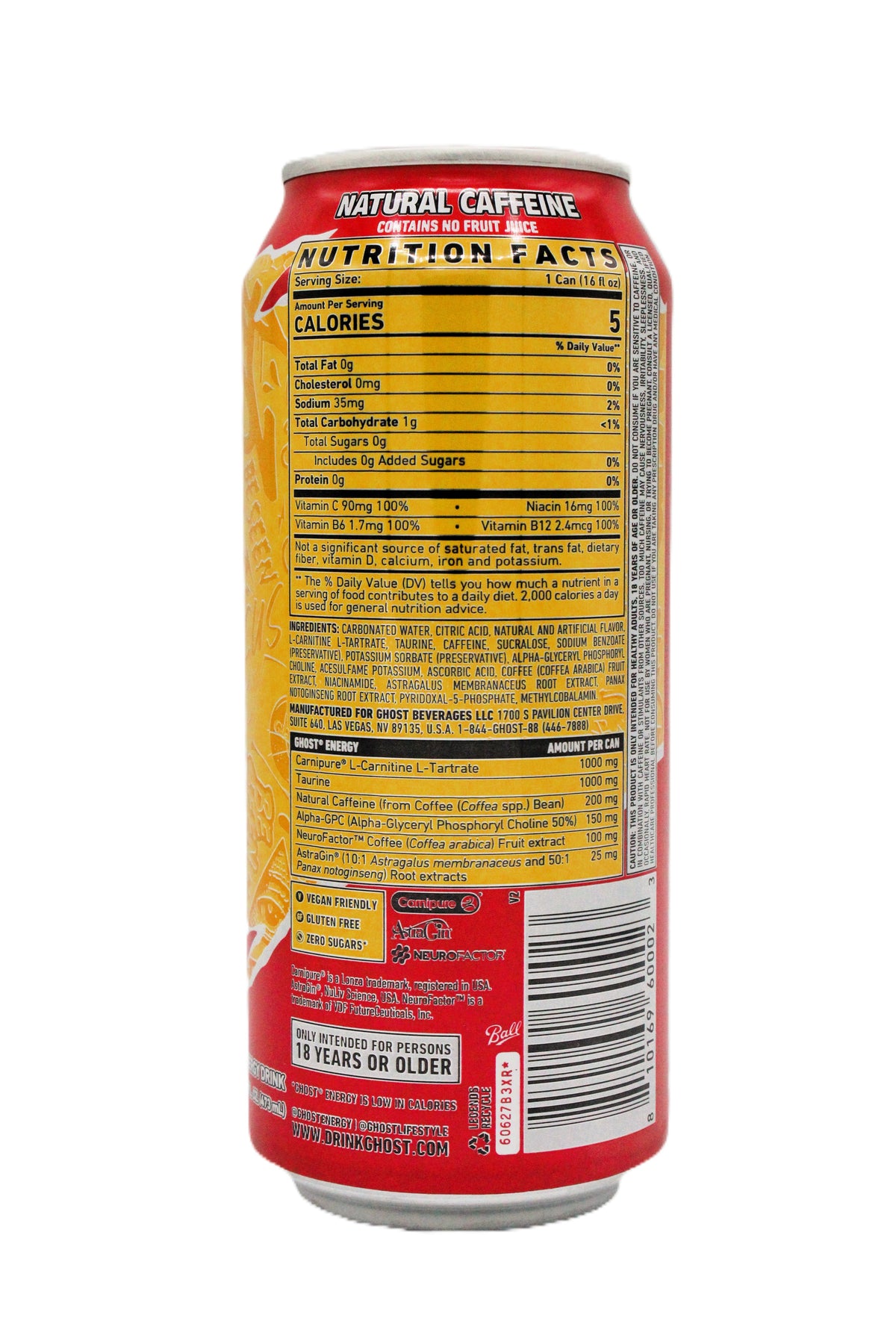 Ghost Energy Drink - Strawbango (16 fl oz, 12-Pack)