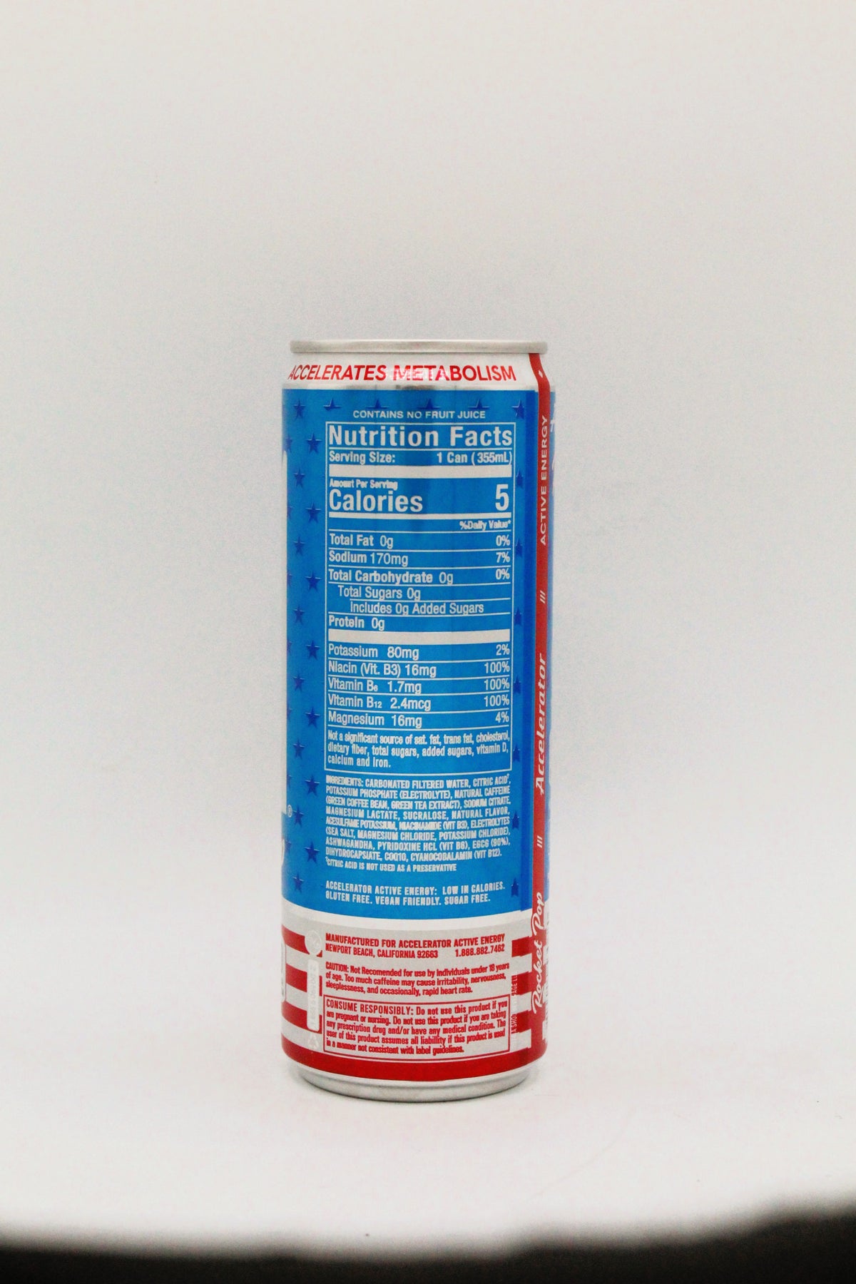 Accelerator Rocket Pop Energy Drink, 12 oz Cans – 12 Pack