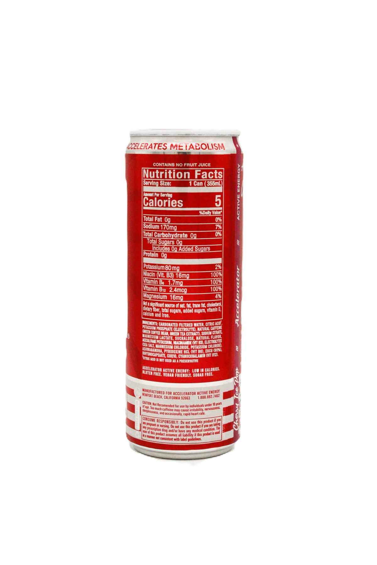 Accelerator Cherry Ice Pop Energy Drink, 12 oz Cans – 12 Pack