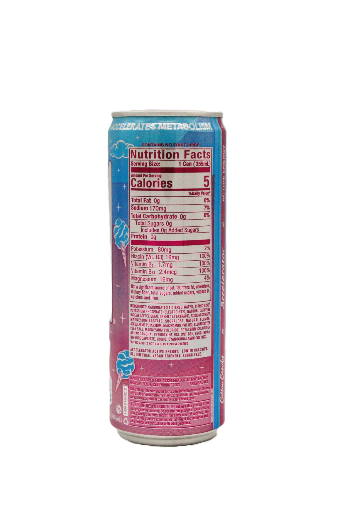 Accelerator Cotton Candy Energy Drink, 12 oz Cans – 12 Pack