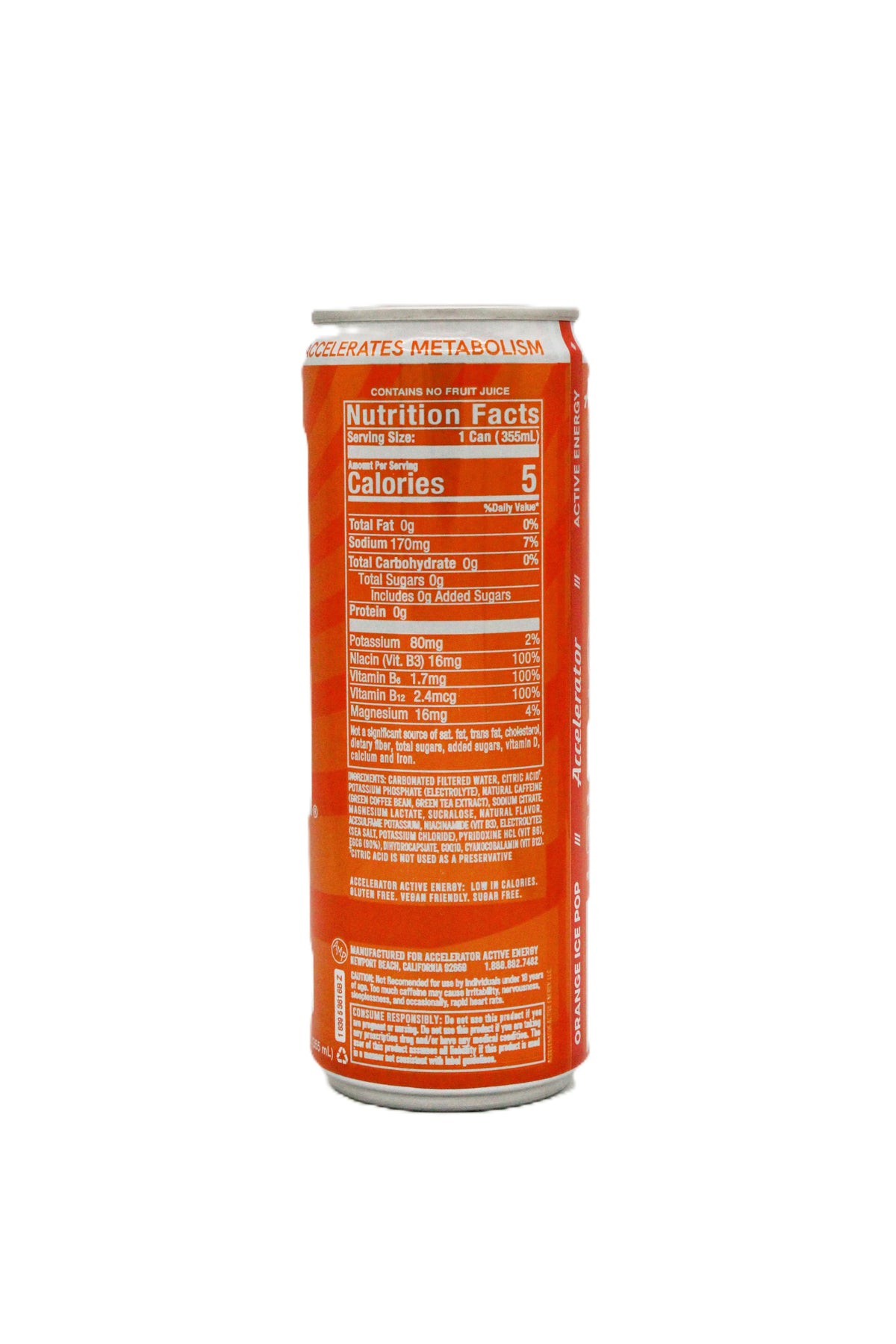 Accelerator Orange Ice Pop Energy Drink, 12 oz Cans – 12 Pack
